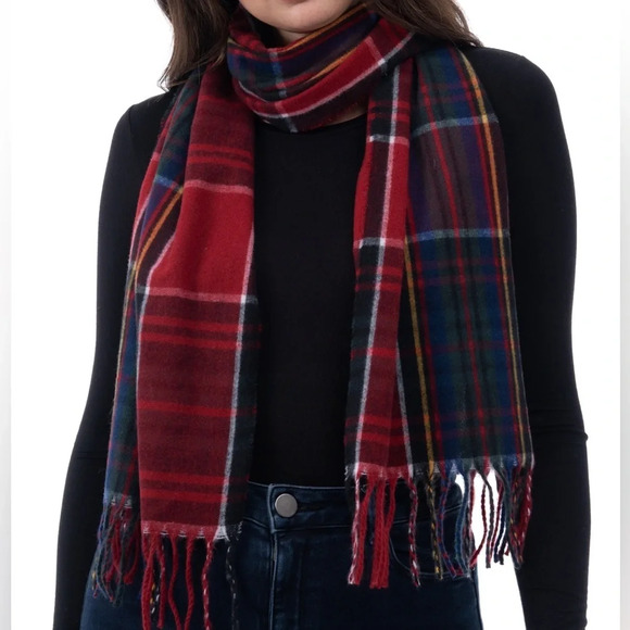Style & Co Women's Soft Plaid Fringe-Trim Scarf Plaid Red Scarf - Picture 1 of 1